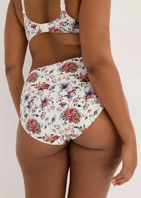 Truse med h&oslash;y midje og blomsterm&oslash;nster (2-pack), bonprix
