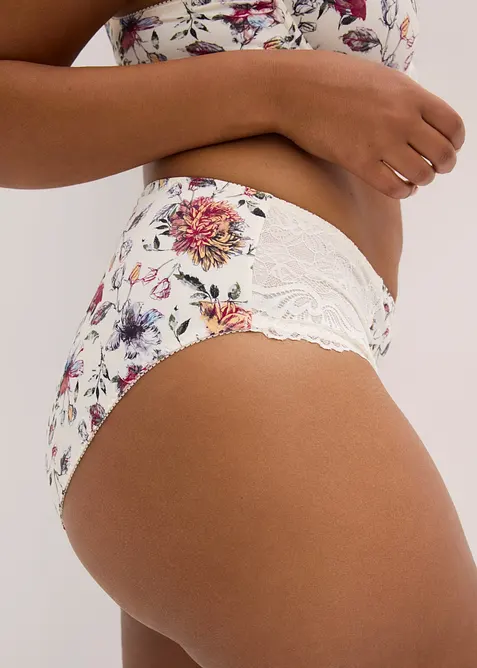 Truse med h&oslash;y midje og blomsterm&oslash;nster (2-pack), bonprix