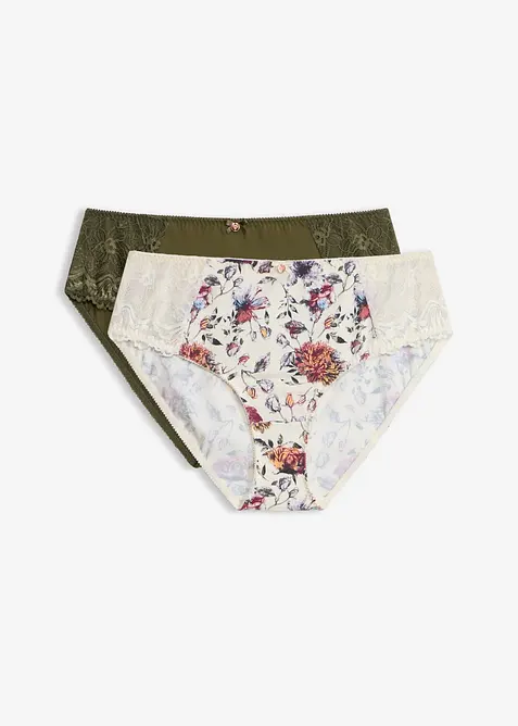 Truse med h&oslash;y midje og blomsterm&oslash;nster (2-pack), bonprix