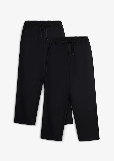 Joggebukse i vid passform med myk, &oslash;kologisk bomull (2-pack), bonprix