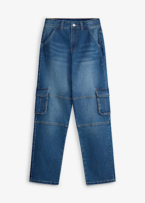 Cargojeans med regulerbar linning, Loose fit, straight, bonprix