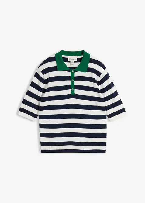 Finstrikket genser med polokrage, bonprix