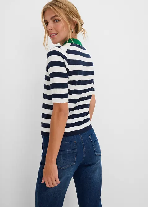 Finstrikket genser med polokrage, bonprix