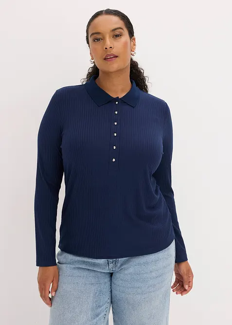 Ribbet topp med knappestolpe, bonprix