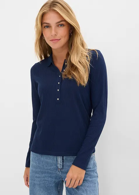 Ribbet topp med knappestolpe, bonprix