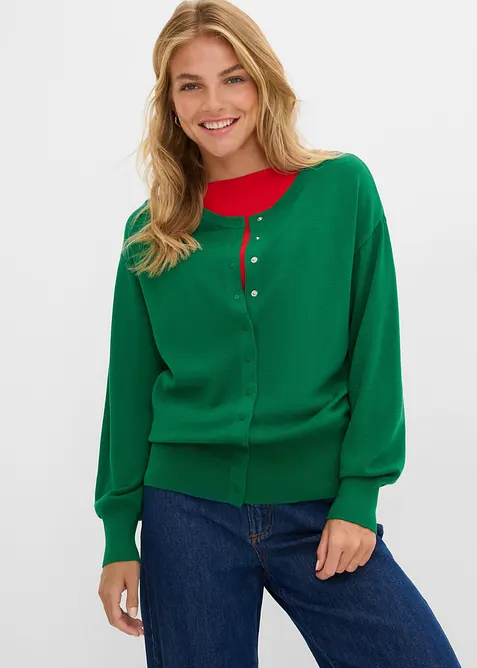 Finstrikket cardigan i myk viskosemiks, bonprix