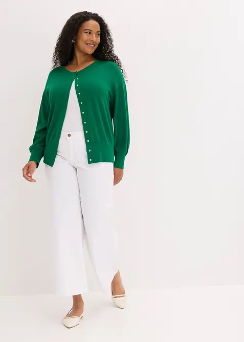 Finstrikket cardigan i myk viskosemiks, bonprix