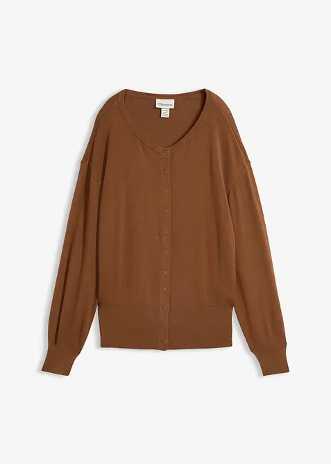 Finstrikket cardigan i myk viskosemiks, bonprix