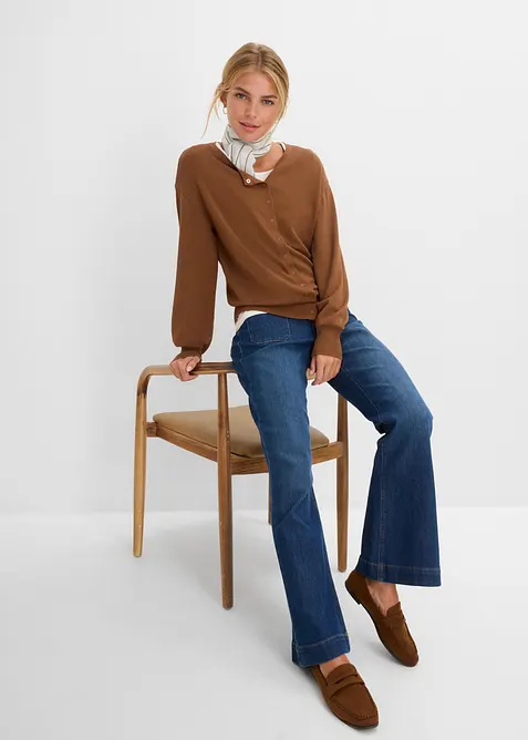 Finstrikket cardigan i myk viskosemiks, bonprix