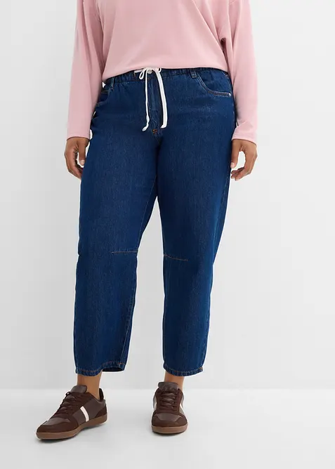Barrel Jeans Mid Waist cropped, bonprix