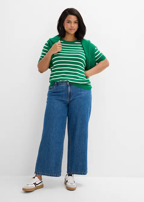 Wide leg jeans mid waist, cropped, bonprix