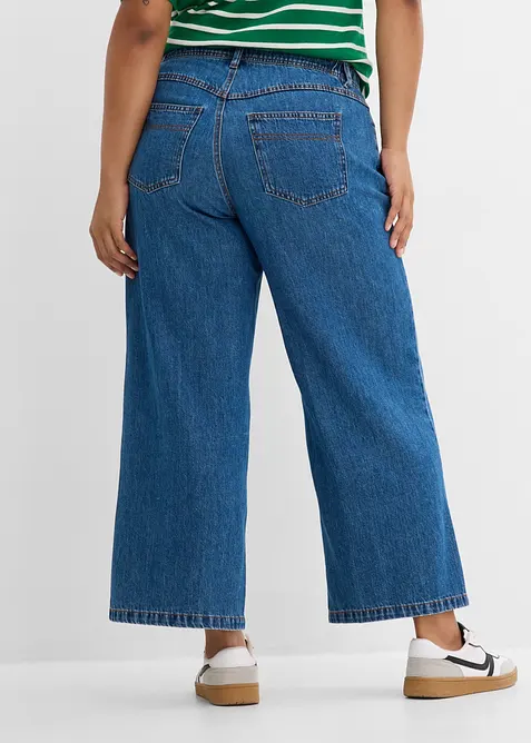 Wide leg jeans mid waist, cropped, bonprix