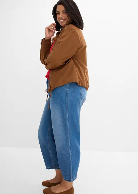 Barrel Jeans Mid Waist cropped, bonprix