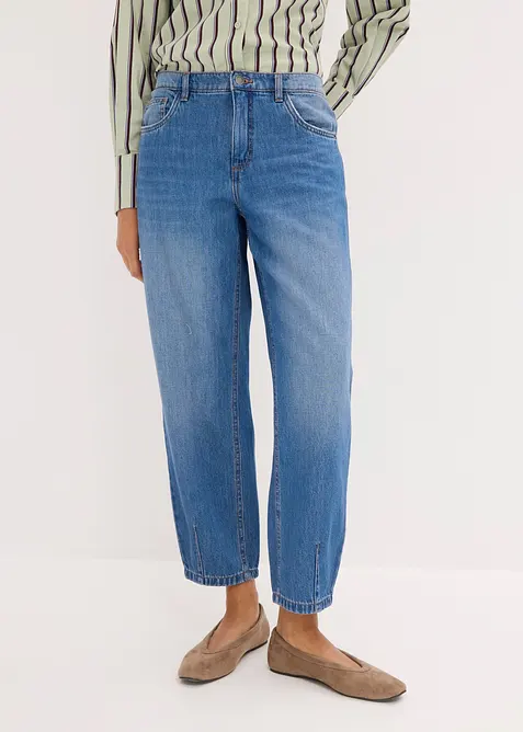 Barrel Jeans Mid Waist cropped, bonprix
