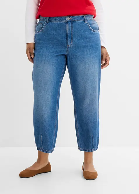 Barrel Jeans Mid Waist cropped, bonprix