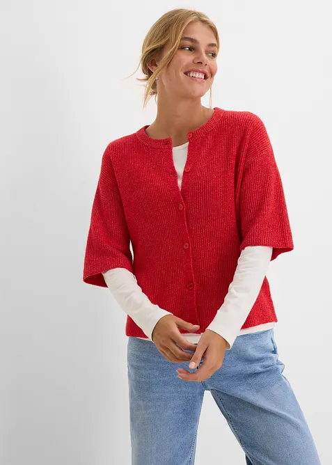 Cardigan i vid passform med ull, bonprix