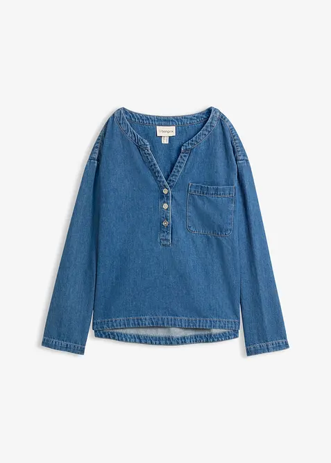 Denimbluse i tunikastil, bonprix