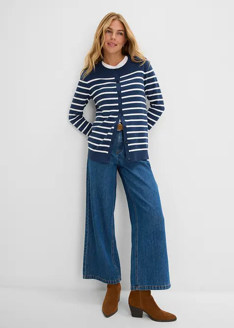 Finstrikket cardigan i myk viskosemiks, bonprix