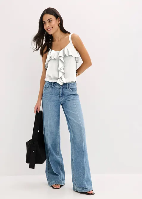 Wide Leg-jeans Mid Waist, Low Stretch Full Length, bonprix