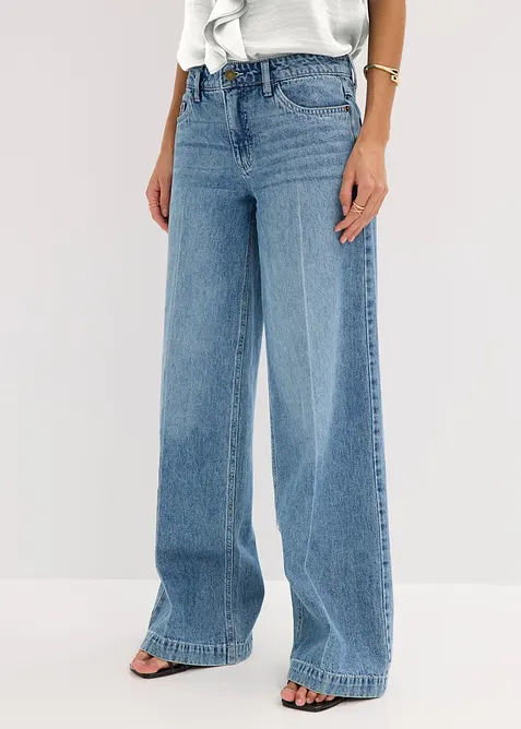 Wide Leg-jeans Mid Waist, Low Stretch Full Length, bonprix