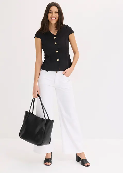 Kortermet bomullsbluse, bonprix