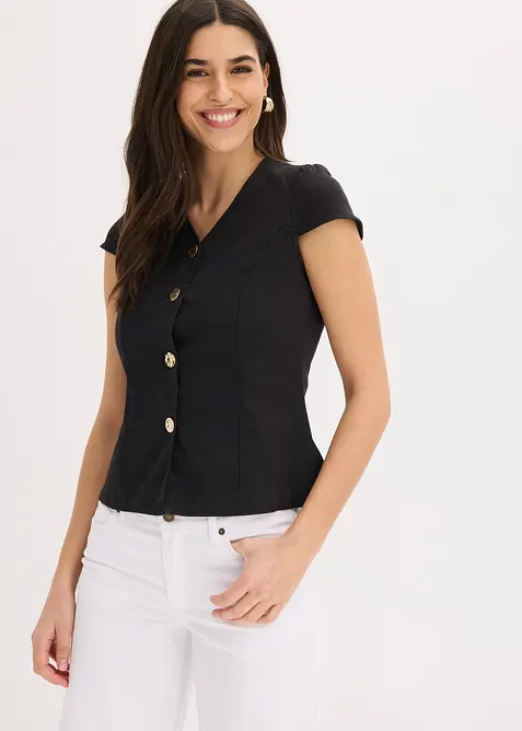 Kortermet bomullsbluse, bonprix