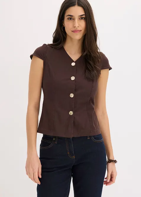 Kortermet bomullsbluse, bonprix