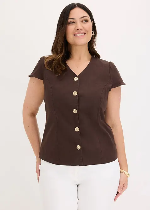 Kortermet bomullsbluse, bonprix