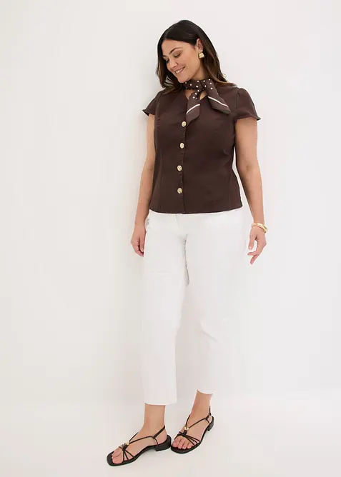 Kortermet bomullsbluse, bonprix