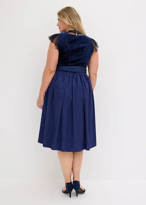 Dirndl med fl&oslash;yel i midi-lengde (2-delt sett), bonprix