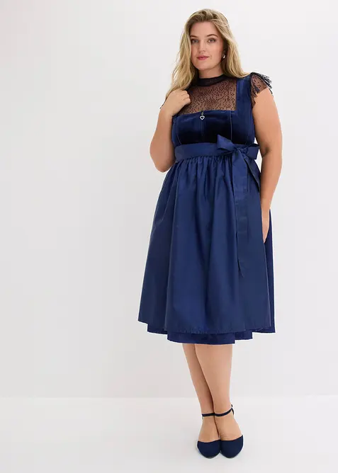 Dirndl med fl&oslash;yel i midi-lengde (2-delt sett), bonprix