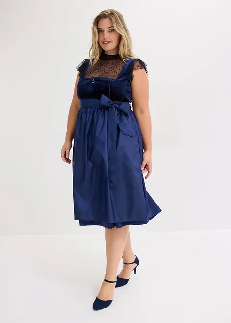 Dirndl med fl&oslash;yel i midi-lengde (2-delt sett), bonprix