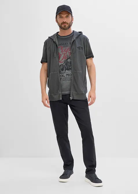 Hettevest i vasket look og 100% bomull, bonprix