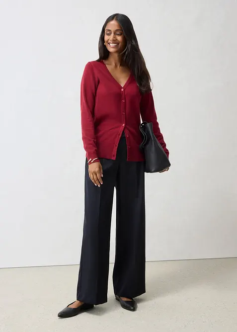 Finstrikket cardigan i myk ullmiks, bonprix