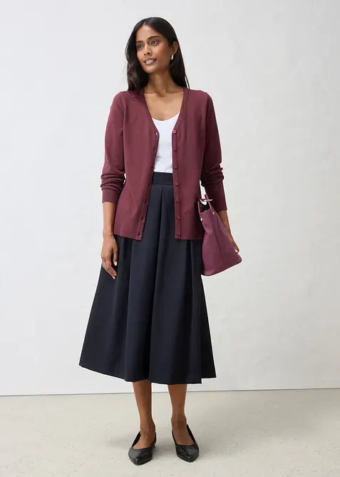 Finstrikket cardigan i myk ullmiks, bonprix