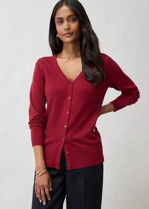 Finstrikket cardigan i myk ullmiks, bonprix