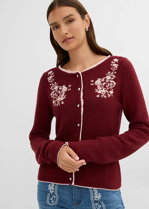 Pen strikkejakke i tyrolerstil med broderi, bonprix