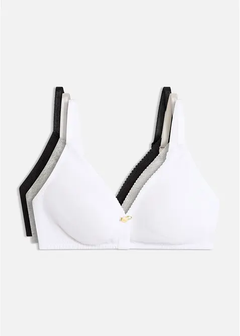 BH uten spiler med &oslash;kologisk bomull (3-pack), bonprix