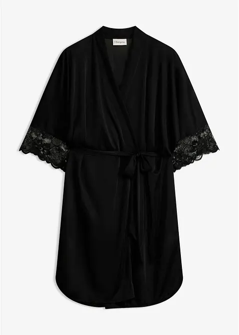 Satengkimono med blonder, bonprix