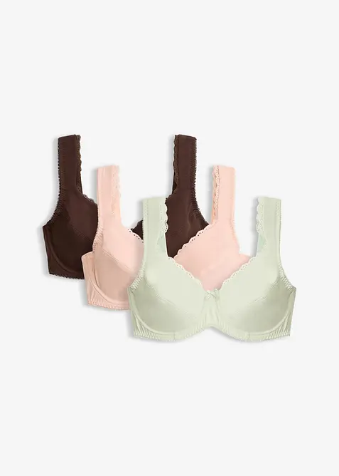 BH med b&oslash;yle og &oslash;kologisk bomull (3-pack), bonprix