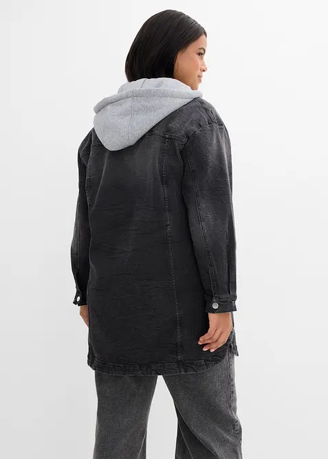 Denimjakke med hette, bonprix