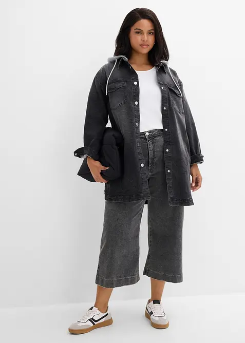 Denimjakke med hette, bonprix