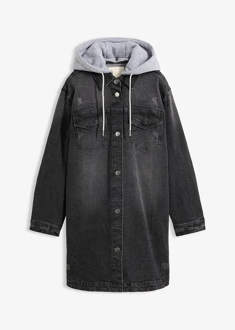 Denimjakke med hette, bonprix