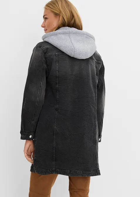 Denimjakke med hette, bonprix