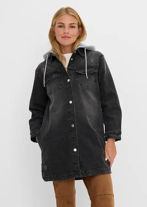 Denimjakke med hette, bonprix