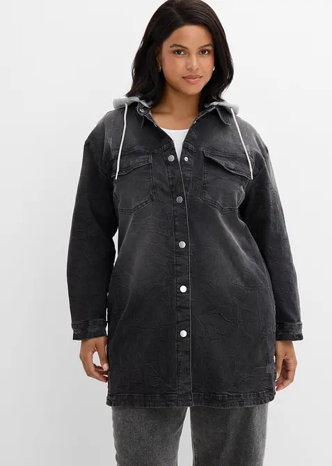Denimjakke med hette, bonprix