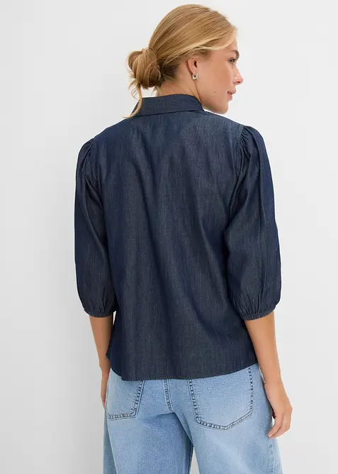 Denimskjorte i &oslash;kologisk bomull med puffermer, bonprix