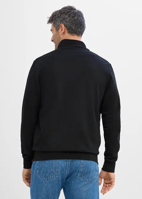 Sweatjakke med detaljer i imitert skinn og st&aring;krage, bonprix