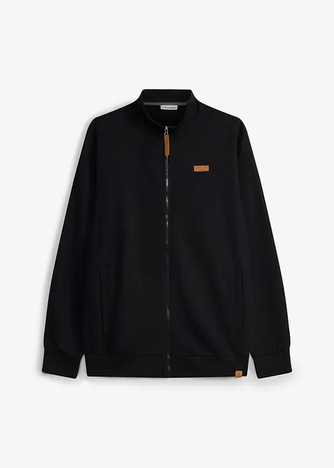 Sweatjakke med detaljer i imitert skinn og st&aring;krage, bonprix