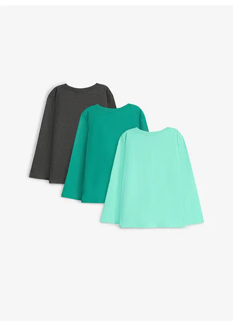 Langermet topp med &oslash;kologisk bomull (3-pack), bonprix